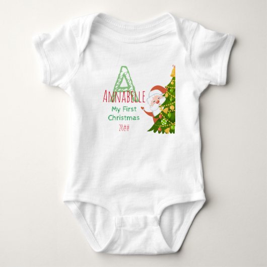 Eerste kerstgroen roedel monogram Baby Romper (Voorkant)
