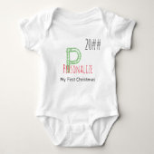 Eerste kerstgroen roedel monogram Baby Romper (Voorkant)