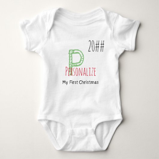Eerste kerstgroen roedel monogram Baby Romper (Voorkant)