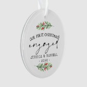 Eerste kerstgroen verloofd foto ornament (voorkant)