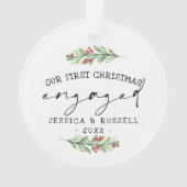Eerste kerstgroen verloofd foto ornament (voorkant)