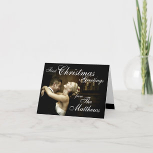 Eerste Kerstgroet Nieuwhuwelijken Fotokaart Feestdagen Kaart