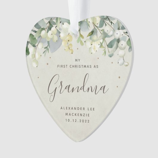 Eerste kerstgrootouder/elk relatief fotohart ornament (voorkant)