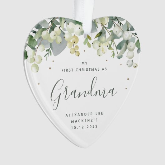 Eerste kerstgrootouder/elk relatief fotohart ornament (voorkant)