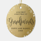 Eerste kerstgrootouders, Gold Photo Keepomwille Keramisch Ornament (Links)