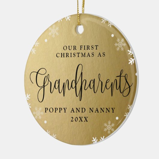 Eerste kerstgrootouders, Gold Photo Keepomwille Keramisch Ornament (Links)