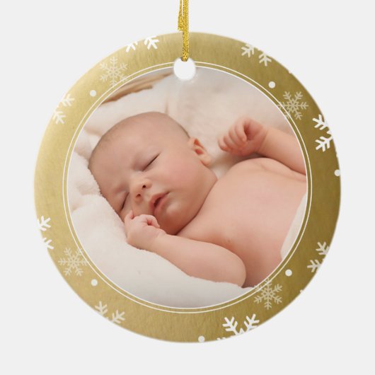 Eerste kerstgrootouders, Gold Photo Keepomwille Keramisch Ornament (Achterkant)