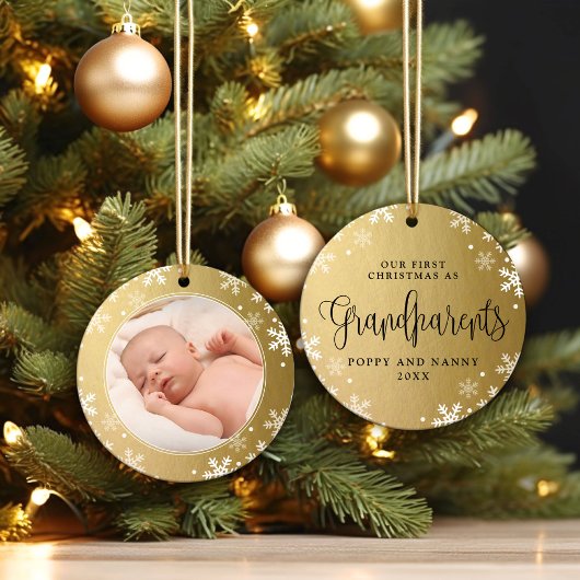 Eerste kerstgrootouders, Gold Photo Keepomwille Keramisch Ornament