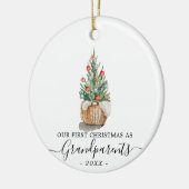 Eerste kerstgrootouders met foto's en boom keramisch ornament (Links)