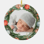 Eerste kerstgrootouders met foto's en boom keramisch ornament (Achterkant)