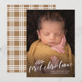 Eerste kersthandgeschreven Baby foto Feestdagenkaart (Voorkant / Achterkant)