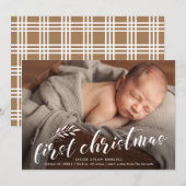 Eerste kersthandgeschreven Baby foto Feestdagenkaart (Voorkant / Achterkant)