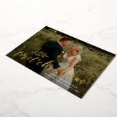 Eerste kersthandgeschreven bruiloft foto Gold Folie Uitnodiging (Gedraaid)