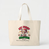 Eerste Kersthert Bruin Personaliseer Grote Tote Bag (Voorkant)