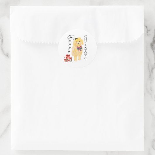 Eerste Kersthond Ronde Sticker (Tas)