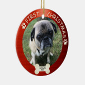 Eerste kersthond Rood Keramisch Ornament (Rechts)