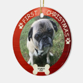 Eerste kersthond Rood Keramisch Ornament (Links)