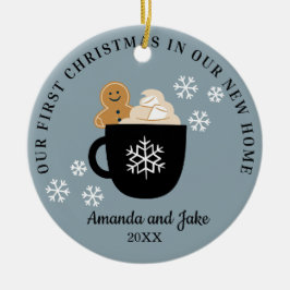 Eerste kersthuis keramisch ornament