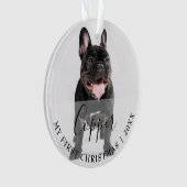 Eerste kersthuisdier 2 foto script naam kerstbal ornament (voorkant)