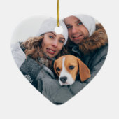 Eerste kersthuisdierfoto's modern script keramisch ornament (Achterkant)