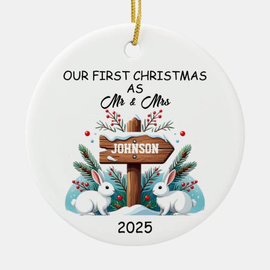Eerste Kersthuwelijk Ornament 2025, onze eerste (Voorkant)