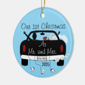 Eerste kersthuwelijkspaar keramisch ornament (Links)