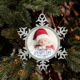 Eerste kerstinktster kleine sneeuwvlokfoto tin sneeuwvlok ornament