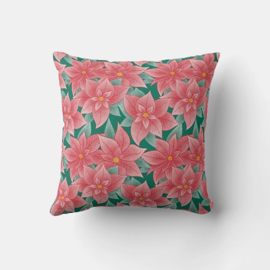 Eerste kerstinsettia gepersonaliseerd monogram kussen (Achterkant)