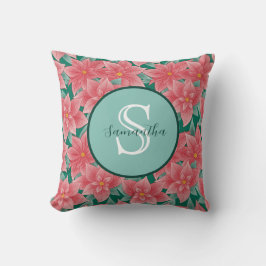 Eerste kerstinsettia gepersonaliseerd monogram kussen