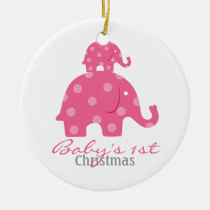 Eerste kerstjaar baby baby baby's - olifanten keramisch ornament