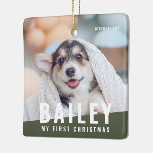 Eerste kerstjaar op maat met moderne foto keramisch ornament (Links)