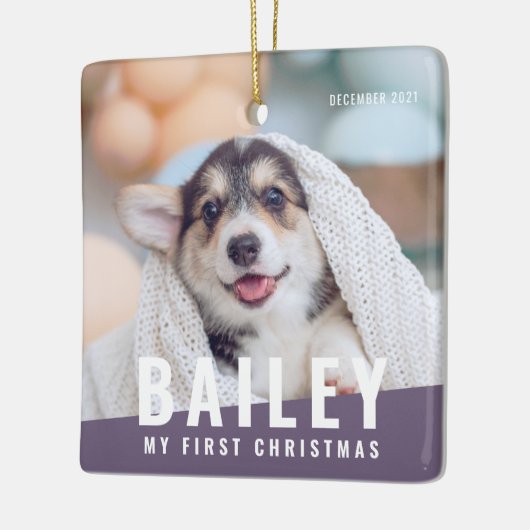 Eerste kerstjaar op maat met moderne foto keramisch ornament (Links)