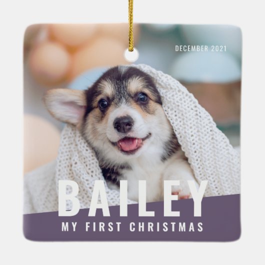 Eerste kerstjaar op maat met moderne foto keramisch ornament (Achterkant)