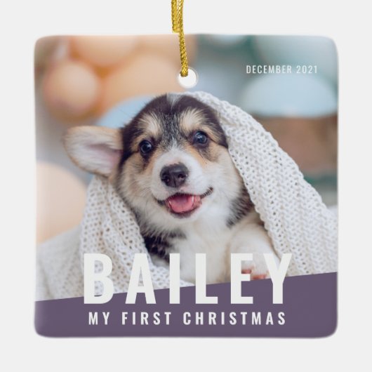 Eerste kerstjaar op maat met moderne foto keramisch ornament (Voorkant)