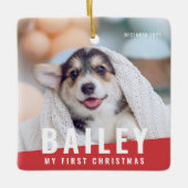 Eerste kerstjaar op maat met moderne foto keramisch ornament (Voorkant)