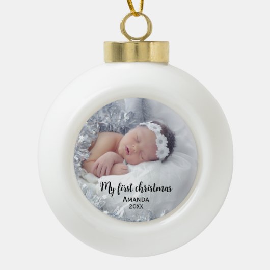 Eerste kerstjaar van Cute baby Keramische Bal Ornament (Voorkant)