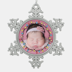Eerste kerstjaar van Cute baby Tin Sneeuwvlok Ornament