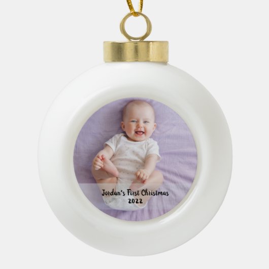 Eerste kerstjaar van de baby keramische bal ornament (Voorkant)