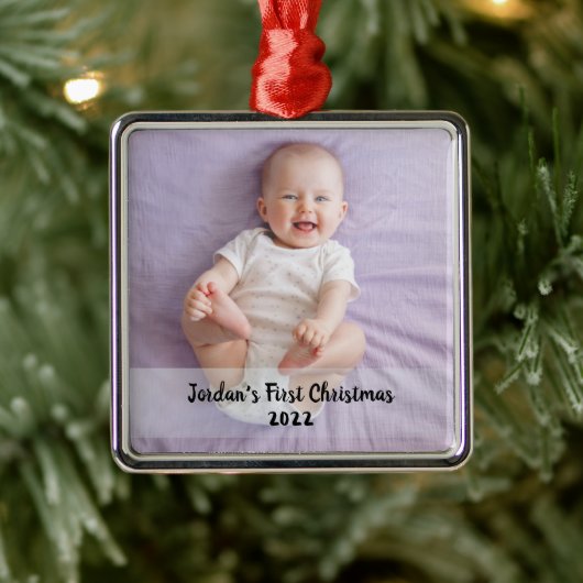 Eerste kerstjaar van de baby metalen ornament (Boom)