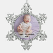 Eerste kerstjaar van de baby tin sneeuwvlok ornament (Voorkant)