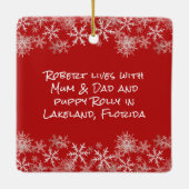 Eerste kerstjongetje met dubbelzijdig sieraad keramisch ornament (Achterkant)