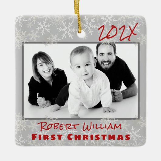 Eerste kerstjongetje met dubbelzijdig sieraad keramisch ornament (Voorkant)