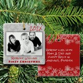 Eerste kerstjongetje met dubbelzijdig sieraad keramisch ornament