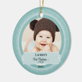 Eerste kerstkaarfoto Baby Keramisch Ornament (Links)