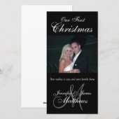 Eerste Kerstkaart Foto Monogram Zwart (Voorkant / Achterkant)