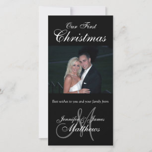 Eerste Kerstkaart Foto Monogram Zwart