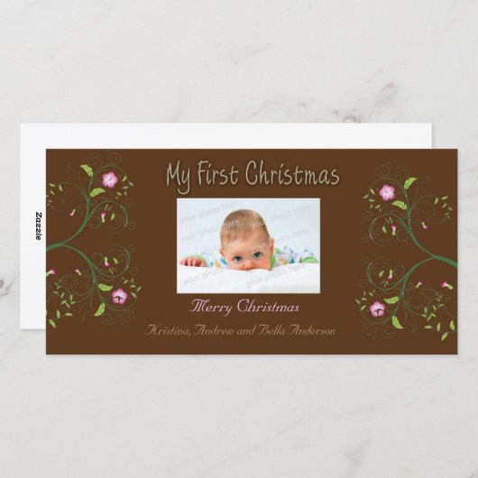Eerste kerstkaart met foto (Voorkant / Achterkant)