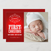 Eerste kerstkaart met gepersonaliseerde afbeelding (Voorkant / Achterkant)