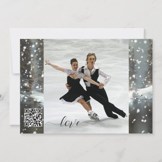 Eerste kerstkaart QR Code Foto: Winter Opslaan op Save The Date (Achterkant)