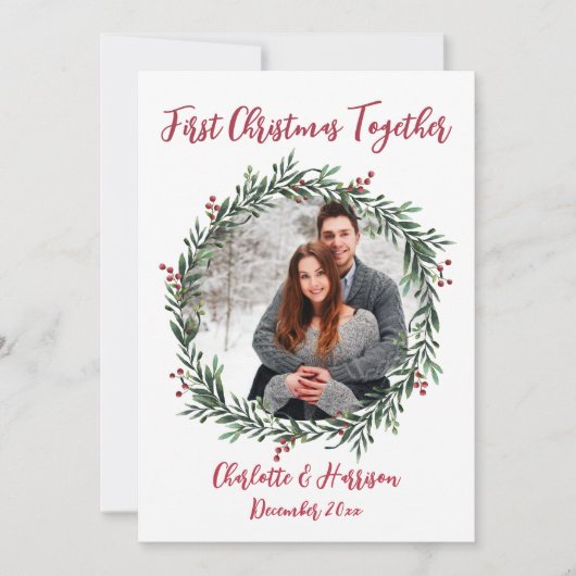 Eerste kerstkaart van het paar kaart (Voorkant)